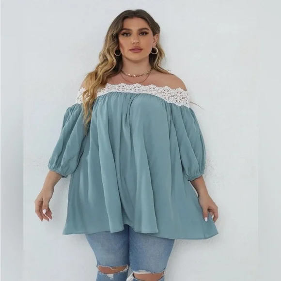 BUNDLE OFF SHOULDER TOP & HIGH WAISTED KHAKI PANTS SET - Picture 4 of 12